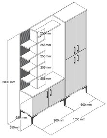 Cuier cu pantofar Casamob Hall Stand, Nuc, 150 x 200 x 35 cm