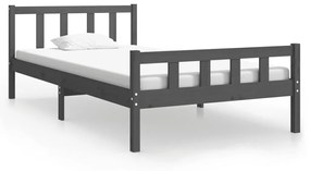 810666 vidaXL Cadru de pat, gri, 90x200 cm, lemn masiv