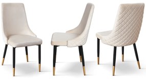 SET 4 Scaune Oro, structura metalica, catifea - BEJ - CATIFEA - NEGRU - STANDARD