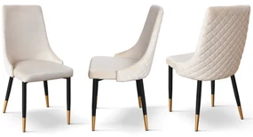 SET 4 Scaune Oro, structura metalica, catifea - BEJ - CATIFEA - NEGRU - STANDARD