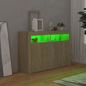 Servanta cu lumini LED, stejar Sonoma, 115,5x30x75 cm 1, Stejar sonoma, 115.5 x 30 x 75 cm