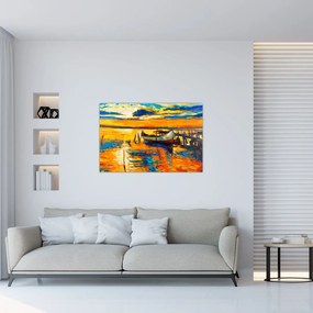 Tablou - Barca la apus de soare (90x60 cm)