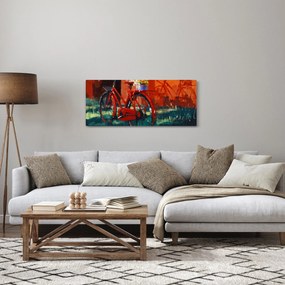 Tablou - Bicicleta roșie, pictură acrilică (120x50 cm)