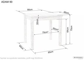 Masa Adam stejar artizan/negru L90x65 cm