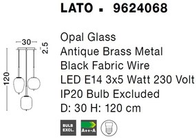 Lustra cu 3 pendule, design modern Lato