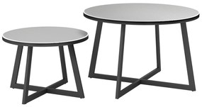 Outsunny Set 2 Măsuțe de Grădină cu Blat din Sticlă Securizată, Ø70x45 cm, Gri | Aosom Romania