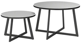 Outsunny Set 2 Măsuțe de Grădină cu Blat din Sticlă Securizată, Ø70x45 cm, Gri | Aosom Romania