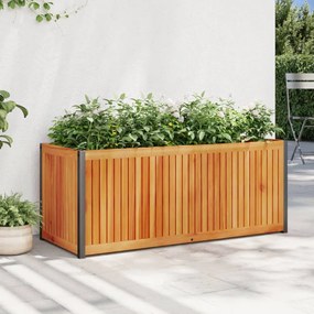 vidaXL Jardinieră de grădină, 110x45x44 cm, lemn masiv acacia/oțel