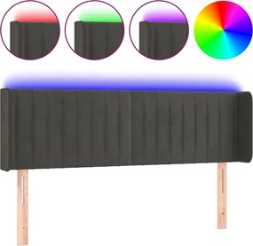 vidaXL Tăblie de pat cu LED, gri închis, 147x16x78/88 cm, catifea