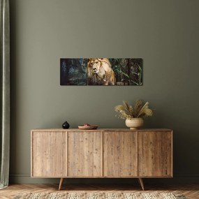 Tablou cu leu în natură (cu ceas) (90x30 cm)