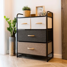 Comodă cu sertare din material textil HAZEL TIP 2,maro, M