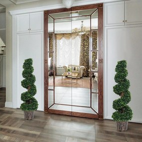 Outsunny Plantă Artificială Decorativă Buxus în Spirală cu Ghiveci Inclus, Ф32x120 cm, Verde | Aosom Romania