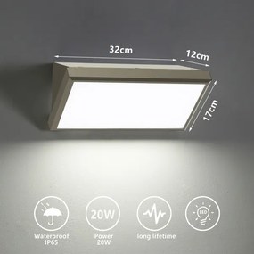 Aplică LED de exterior Brilagi TRIANGLE LED/20W/230V gri IP65