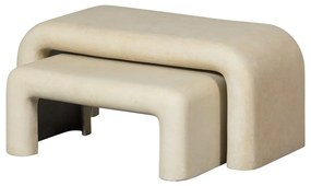 Măsuțe de cafea crem 2 buc. cu aspect de piatră 42x92 cm Stani – WOOOD