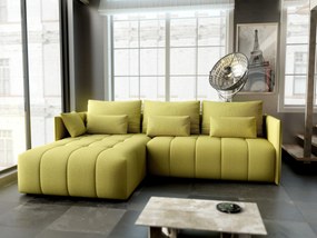 Colțar extensibil dumonde cu ladă de depozitare si sezut confortabil din spuma high-density, Malta Enjoy Green 235x185 cm