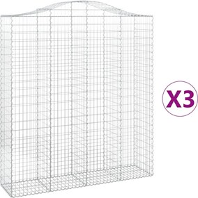 vidaXL Coșuri gabion arcuite, 3 buc, 200x50x220/240cm, fier galvanizat