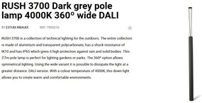 Stalp LED iluminat exterior simetric 360º wide IP65 RUSH 370cm 4000K DALI