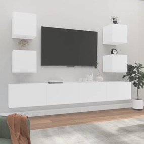 vidaXL Set dulap TV, 6 piese, alb, lemn prelucrat