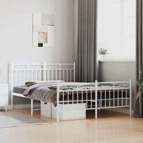 373759 vidaXL Cadru de pat metalic cu tăblie, alb, 140x200 cm