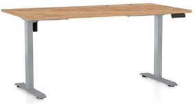 Masă înălțime reglabilă OfficeTech B, 160 x 80 cm, picioare gri, stejar kraft