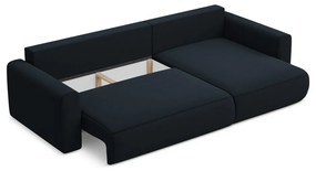 Colțar albastru închis extensibil/cu spațiu de depozitare cu tapițerie din catifea (cu colț pe partea dreaptă/cu șezlong) Kapua – Makamii
