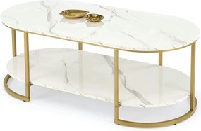 Masuta cafea KALUA, alb/auriu, 120x60x46 cm