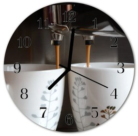 Ceas de perete din sticla rotund Masina de cafea Alimente și băuturi alb