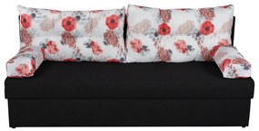 Canapea extensibila Alfi Anthracite 192x80x77 cm cu lada de depozitare, Roses Flower