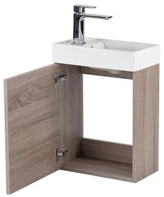 Mobilier de baie fantastic, cu lavoar, în culoarea stejarului York