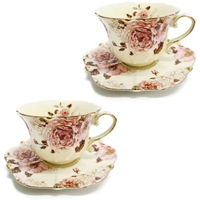 Serviciu Portelan Vintage 2 Cesti si farfurii, Magnolia