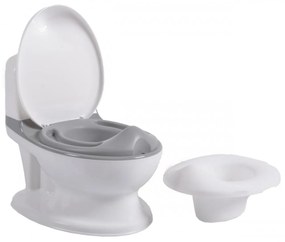 Olita premium pentru copii NOVOKIDS™ Atlantic seat, Cu sunete, Vas detasabil, Plastic non toxic, Suport hartie igienica, Gri cu Alb