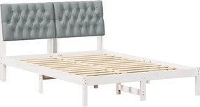 vidaXL Cadru de pat cu tăblie tapițată cu headboard Alb 150 x 200 cm