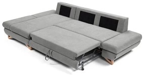 Colțar tapițat extensibil AVESTA, L stânga, gri, cu spațiu de depozitare