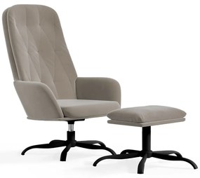 3097630 vidaXL Scaun de relaxare cu taburet, gri deschis, catifea