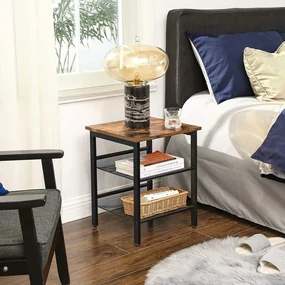 Masuta cu 2 rafturi Design industrial Maro+Negru
