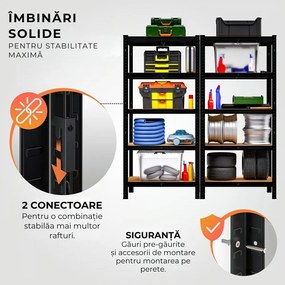 Raft cu capacitate mare HEAVY, max. 875kg, 90x40x180cm, negru Jurhan