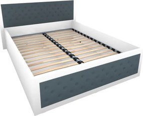 Dormitor Torino cu pat cu somiera metalica rabatabila 140x200 cm Alb / Gri