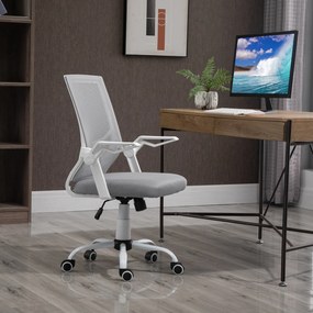 Vinsetto Scaun de Birou Ergonomic cu Suport Lombar din Țesătură, Gri | Aosom Romania