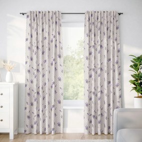 Goldea draperie 100% bumbac - lavandă și buline pe culoare naturală 200x140 cm