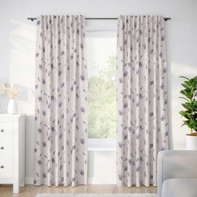 Goldea draperie 100% bumbac - lavandă și buline pe culoare naturală 160x140 cm