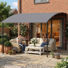 Outsunny Pergolă Gazebo 3.8x2.8m cu 16 Găuri de Drenaj, Pergolă din Metal și Poliester 180g/m² cu Șuruburi, pentru Exterior, Grădină, Terasă și Patio, UV 30+, Gri | Aosom Romania