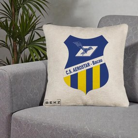 Perna Personalizata CS Aerostar Bacau Fotbal, 40x40 cm, Bej Canapea, Husa Detasabila, Perna Inclusa, BEKZ®