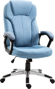 Scaun de Birou Ergonomic Vinsetto cu Funcție de Balansare Reglabil în Înălțime, Spătar în Albastru Deschis din In | Aosom Romania