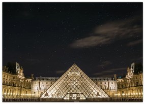 Tablou pe sticlă - Louvre nocturn (70x50 cm)