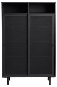 Dulap negru din metal cu ușă glisantă 90x140x40 cm Veep – Unique Furniture