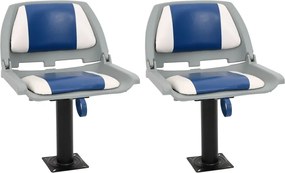 vidaXL Set scaun pliabil pentru barcă, albastru și alb, 48x51x41 cm