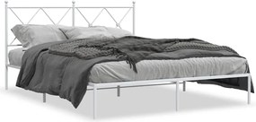vidaXL Cadru de pat metalic cu tăblie, alb, 150x200 cm
