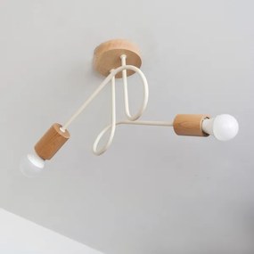 Lustru aplicat OXFORD 2xE27/15W/230V lemn de pin/crem