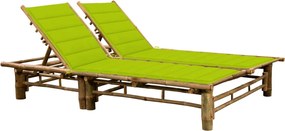 vidaXL Șezlong de 2 persoane, cu perne, bambus