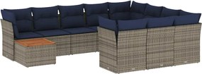 vidaXL Set canapele de grădină cu perne, 11 piese, gri, poliratan